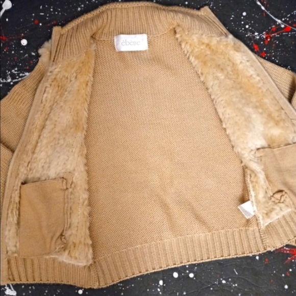 Warm sweater, real rabbit fur size S gold tan color - Picture 3 of 8